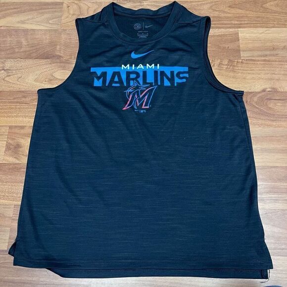 Nike Mens Miami Marlins Knockout Stack Exceed Muscle Tank Top Black Medium - Picture 3 of 9
